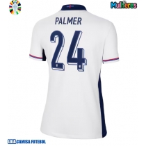 Camisa de Futebol Inglaterra Cole Palmer #24 Equipamento Principal Mulheres Europeu 2024 Manga Curta